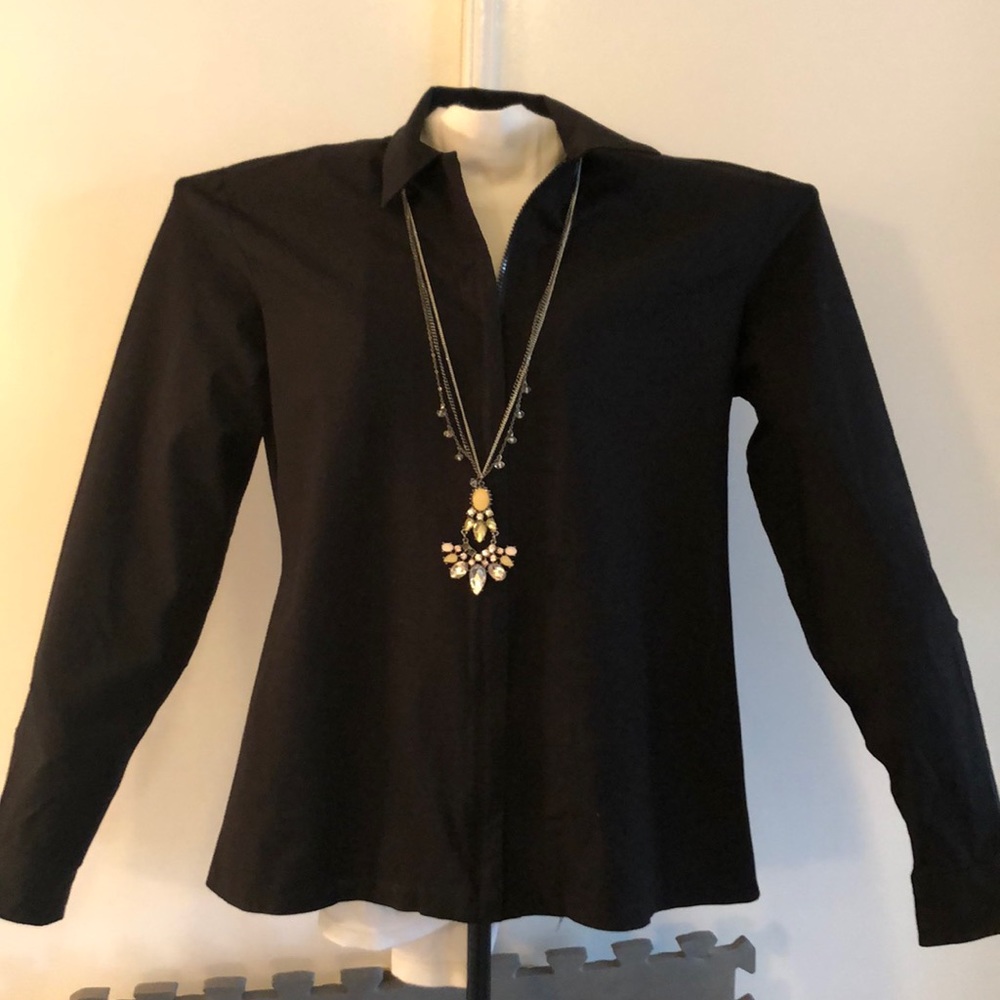 Banana Republic Zipper Front Stretch Shirt Jacket Sz L Soft Women’s Black